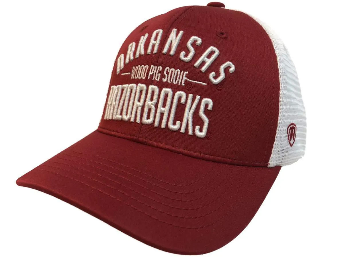 Arkansas Razorbacks TOW Red Trainer "Wooo Pig Sooie" Mesh Snapback Hat Cap