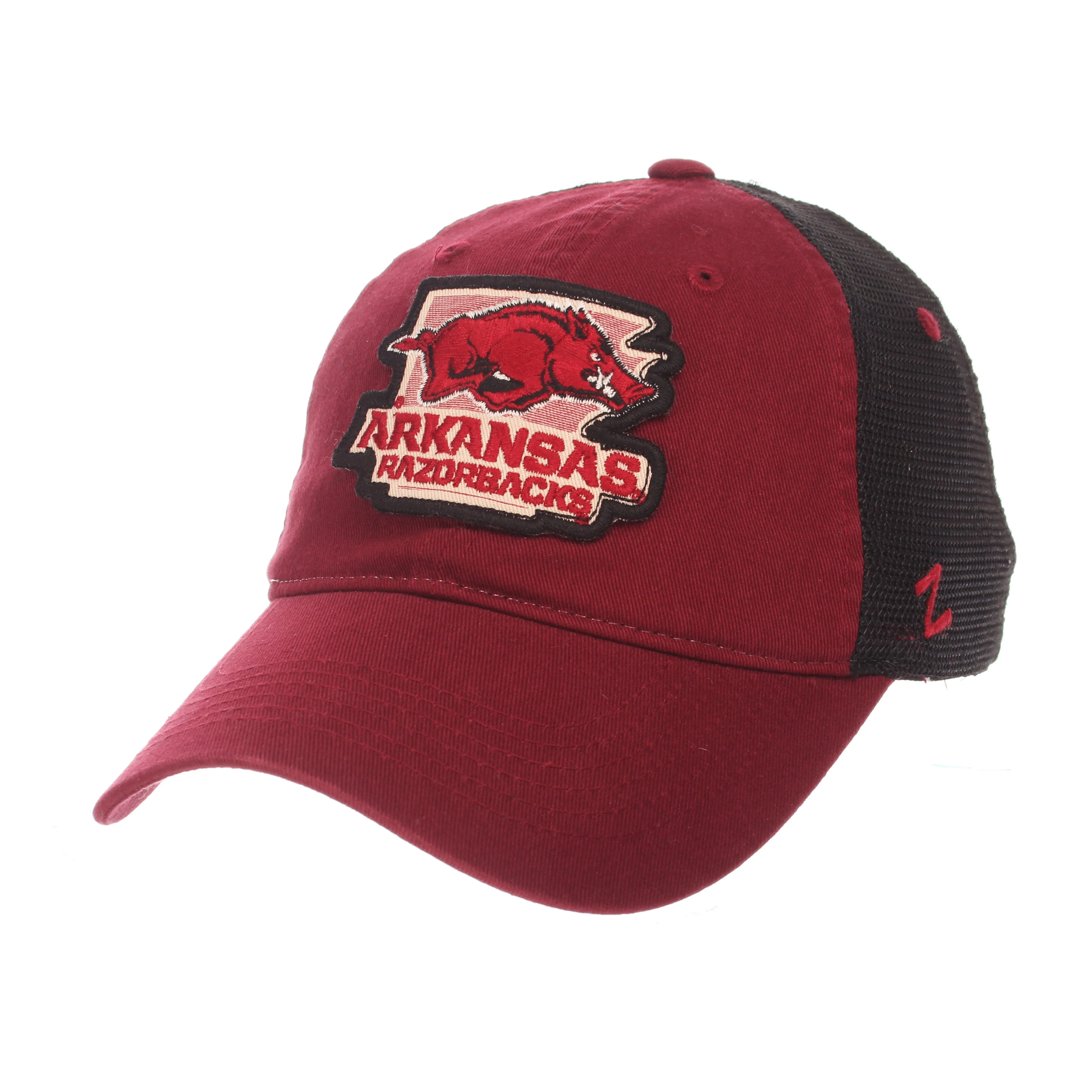Arkansas Razorbacks Zephyr "Freeway" Red w/ Black Mesh Adj. Slouch Hat Cap
