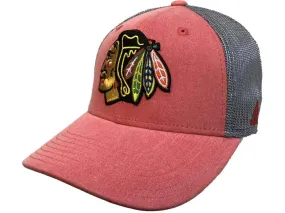 Chicago Blackhawks Adidas Faded Red with Gray Mesh Structured Flexfit Hat Cap