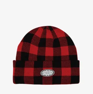 Corduroy Fuzz Beanie - Red
