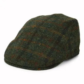 Failsworth Hats HARRIS TWEED Checked Oban Flat Cap with Earflaps - Olive-Rust