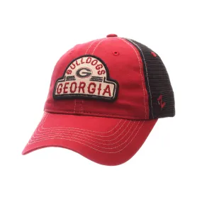 Georgia Bulldogs Zephyr Red & Black Route Style Mesh Back Slouch Adj. Hat Cap