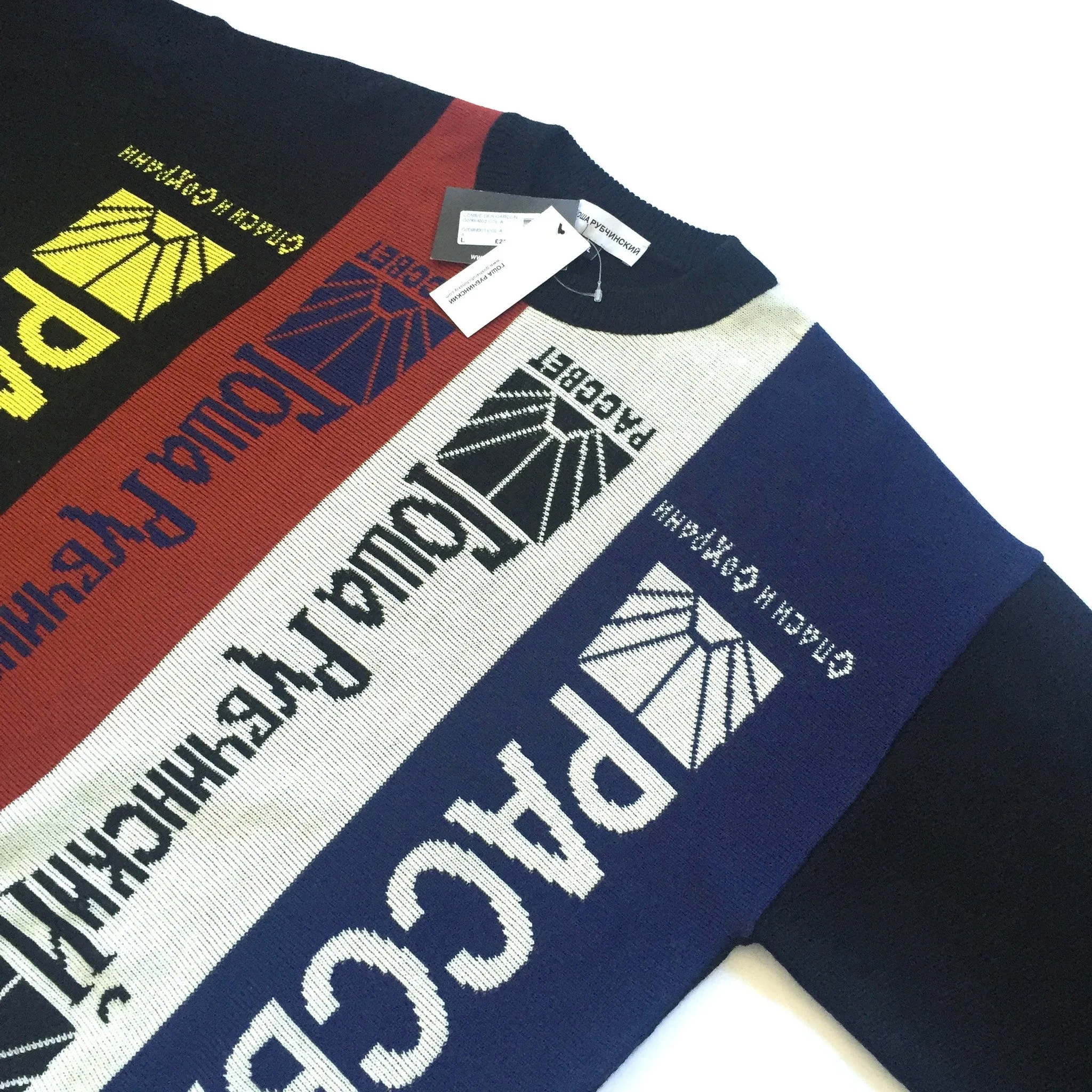 Gosha Rubchinskiy - Paneled Scarf Knit Crewneck Sweater
