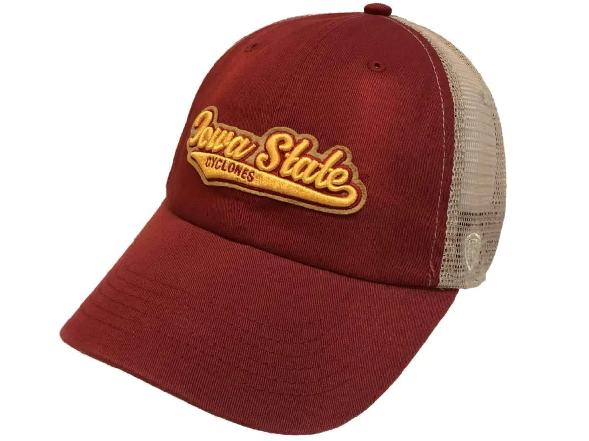 Iowa State Cyclones TOW Red with Tan Mesh Adjustable Snapback Slouch Hat Cap