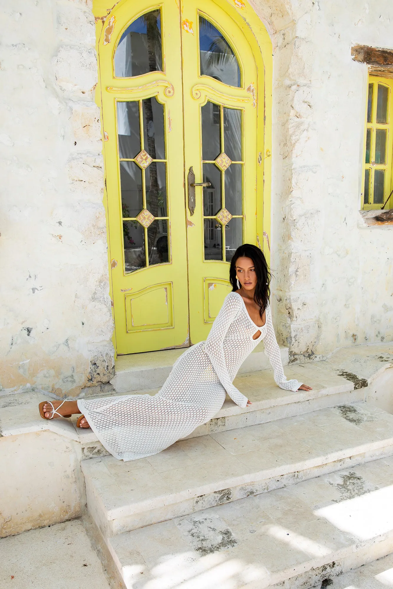 Island Girl Knit Maxi Dress White