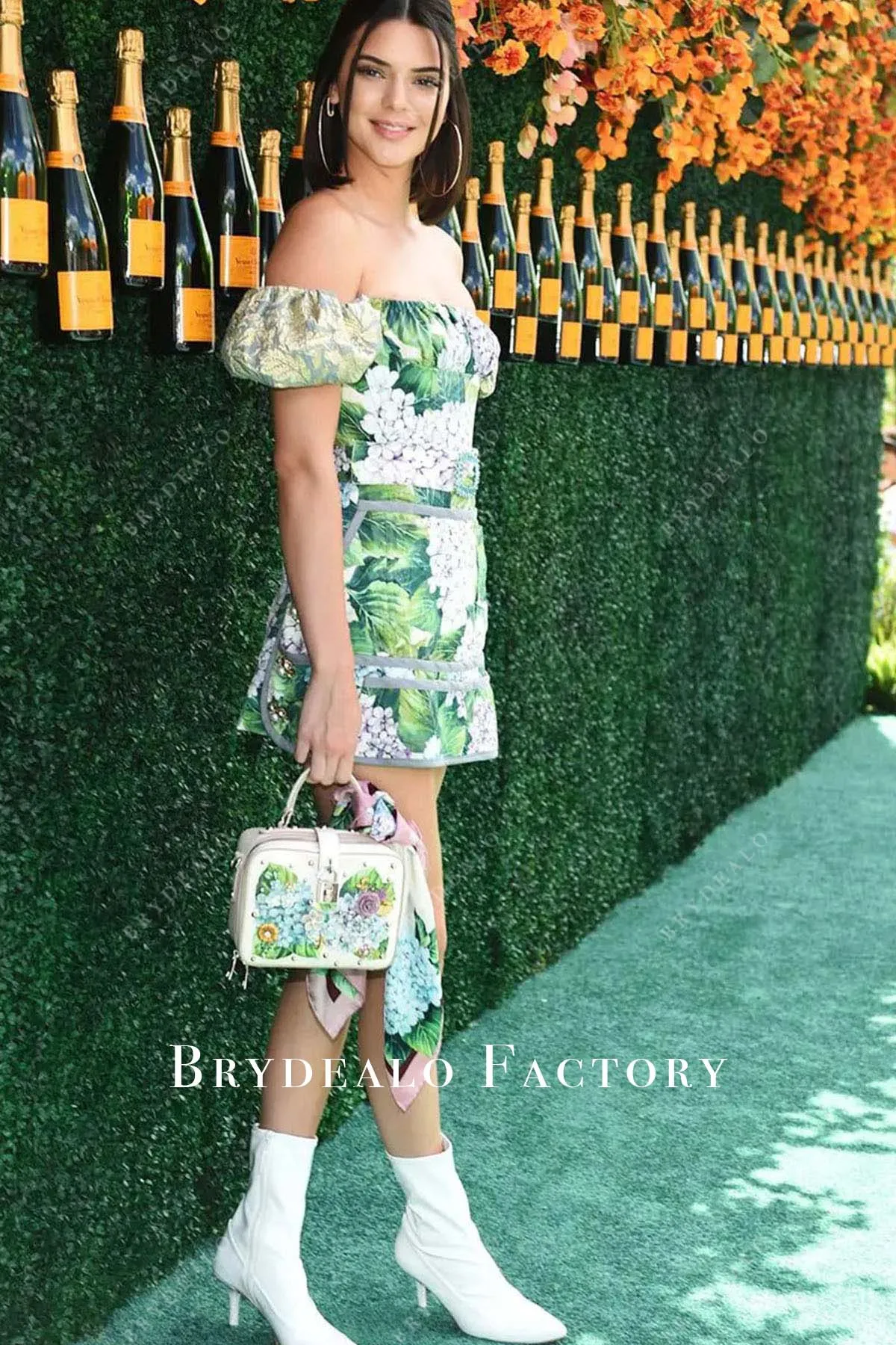 Kendall Jenner Off Shoulder 2017 Veuve Cliquot Polo Classic Dress