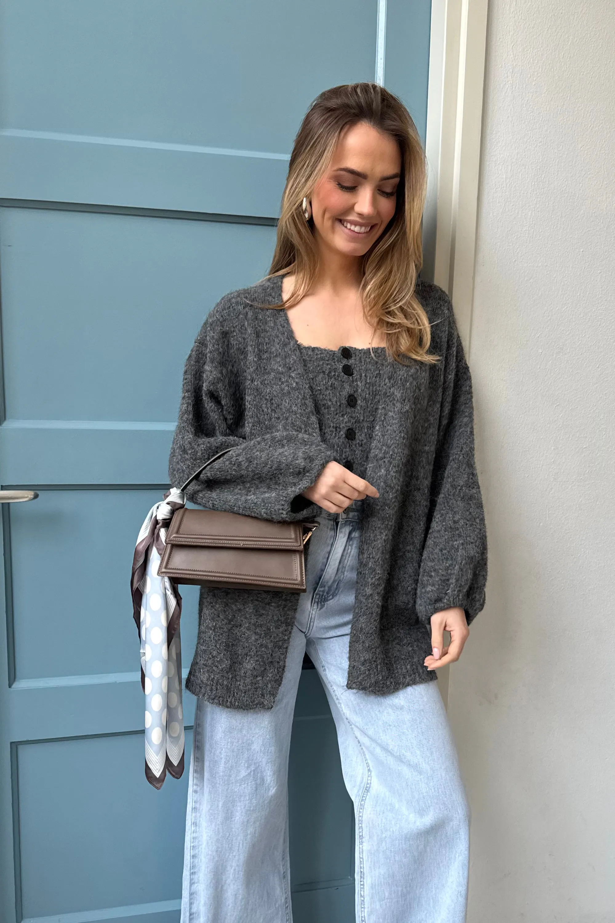 Knitted basis vest - Grijs
