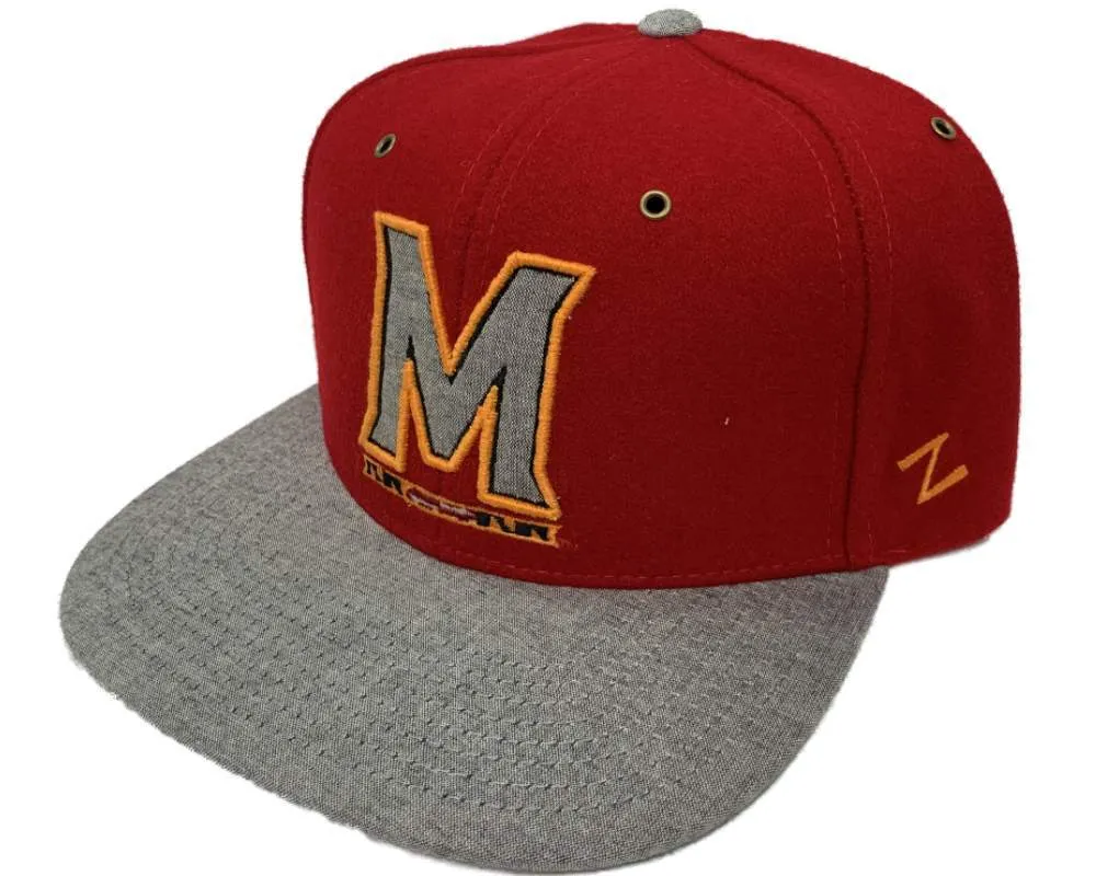 Maryland Terrapins Zephyr Red Wool & Gray Linen Flat Bill Snapback Hat Cap