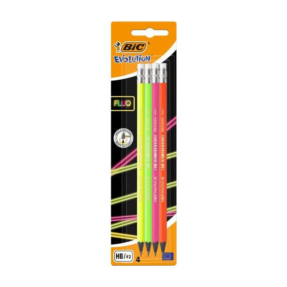 (NET) BIC Evolution Fluo Pencil 4 pcs