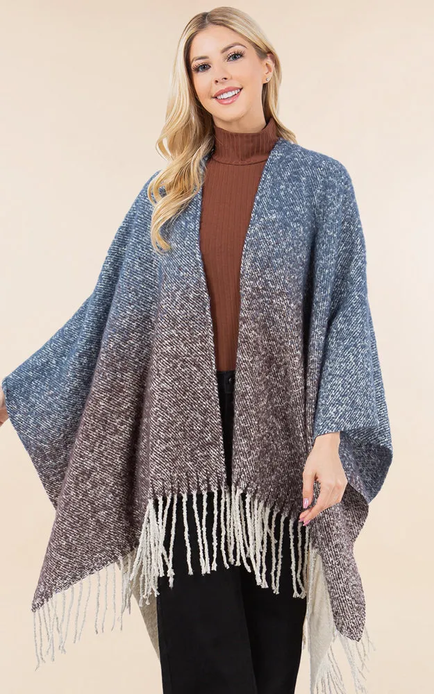 RA4282 TIE DYE GRUNGE LOOK KIMONO CAPE