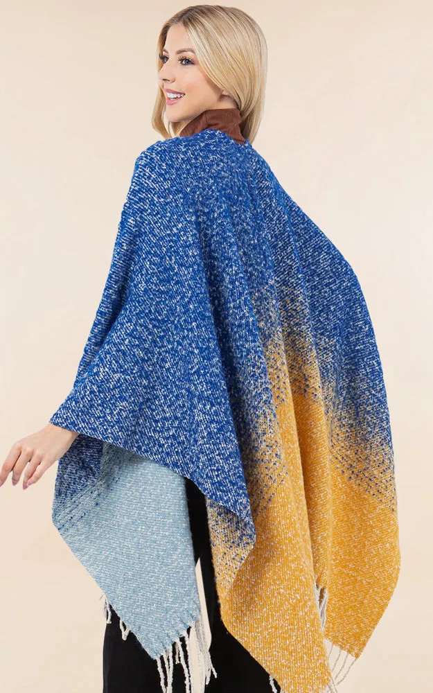 RA4282 TIE DYE GRUNGE LOOK KIMONO CAPE