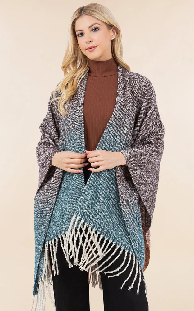 RA4282 TIE DYE GRUNGE LOOK KIMONO CAPE
