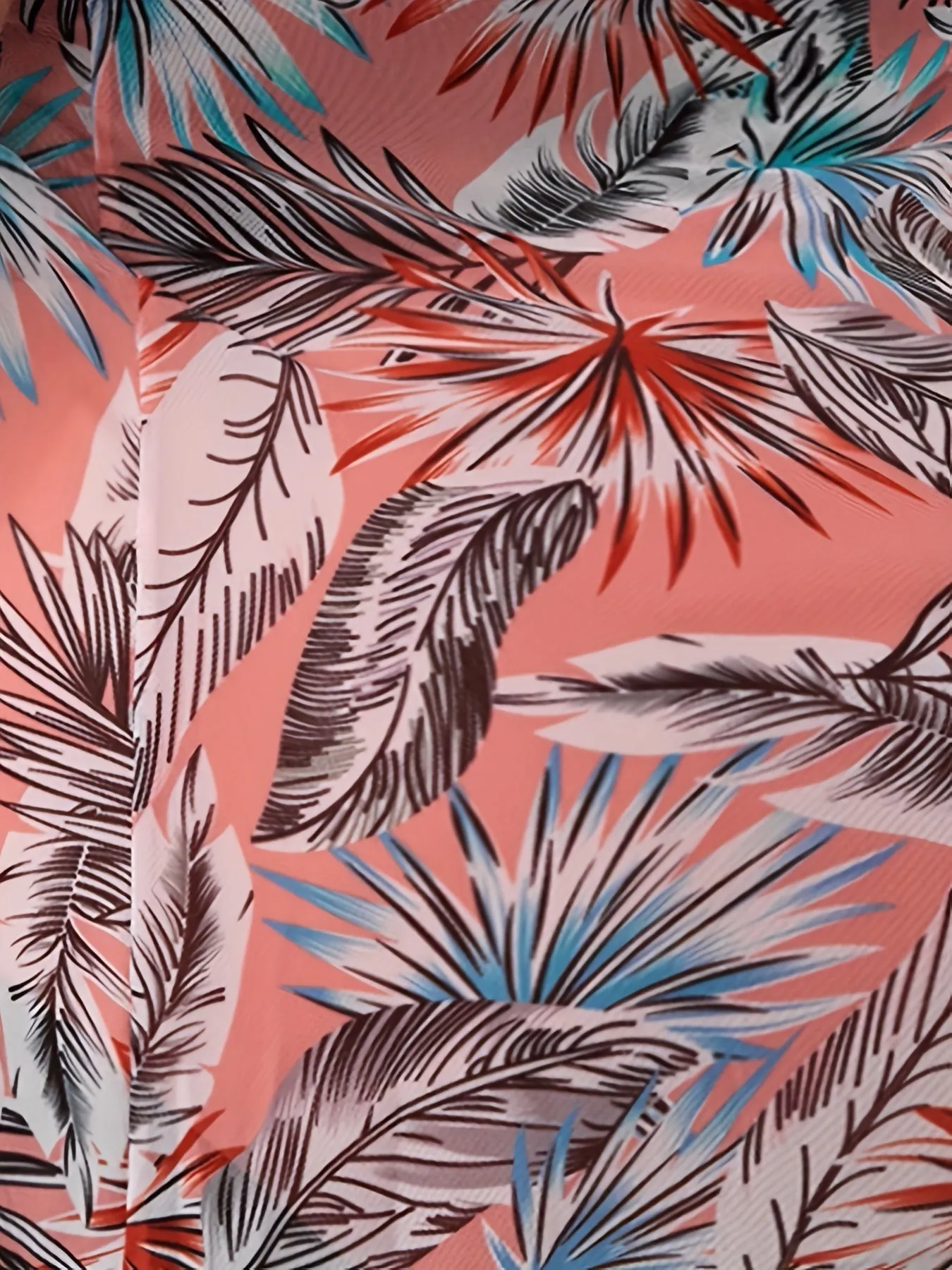 Stylish Plus Size Tropical Print Tankini Set with Knot Front