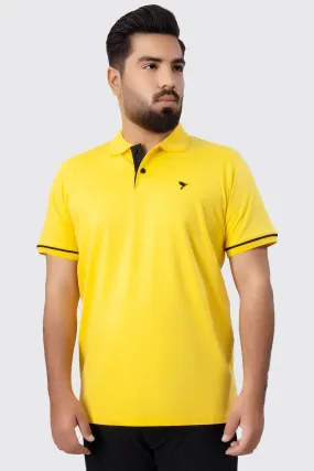 Yellow & Black Contrast Embroidered Polo Shirt (Plus Size) - A23 - MP0213P